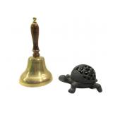 Cast Iron Turtle Tealight Holder,Brass Bell