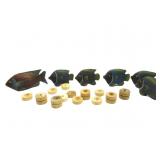 Wood Fish Decor W/Wood Bobbins