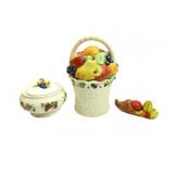 Fruit Basket Cookie Jar W/Serving Bowl