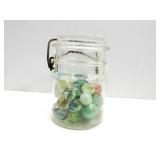 Vtg. Pint Jar Full of Marbles