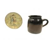 Vintage Pottery Pitcher,Collectable Plate