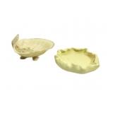 Vintage Glass Shell Shaped Dish W/Ceramic Piece