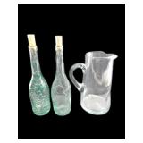 Wine Bottles W/Glass Pitcher