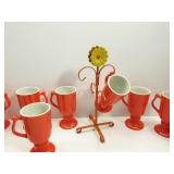 Vintage Hall Coffee Mugs W/Cup Tree