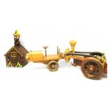 Decantor W/Wood Fire Truck Decanter Holder
