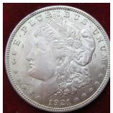 1921P Morgan Silver Dollar: Some Mint Luster