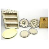 Vtg Cabinet,Kitchen Plates,Black Americana Sign