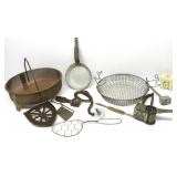 Vintage Kitchen,Small Skillet,Strainers,Grater,Etc