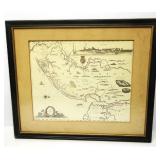 Framed Map Of New Jarsey BY John Seller 18.5'x15'