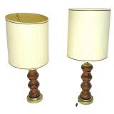 Mid Century Wood Lamps 33'T