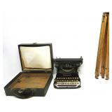 Vintage Corona Typewriter W/Vtg Wood Tripod