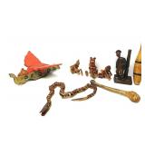 Vtg Wood Snake,Wood Circus Elephant Hanger