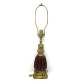 Mid Century Red Glass Lamp 24'T