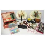 Jewlery Box W/Junk Jewlery,Bandanas,Hand Mirror