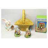 Easter Ceramic Basket,Bunny,Spring Candle Holder