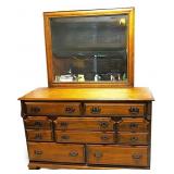 Mid Century Dresser W/Mirror 51.5'Wx18'Dx32'T