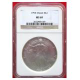 1995 US Silver Eagle MS69 NGC