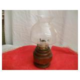Oil Lamp w/Wood Base