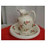 Lg Pitcher & Bowl Set: Signd Strangl Pottery