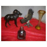 Home Decor: Ram, Eagle, Budda & Art Glass Vase