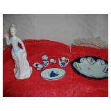 Mini Blue & White Tea Set, Lady  & Plate