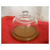 TeakWood Cheese Server w/Glass Dome