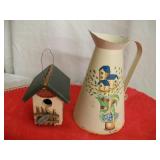 Home Decor Metal Painted Pitcher/Bird Hs