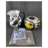 Pair of Small Kosta Boda Hand Painted Vases +