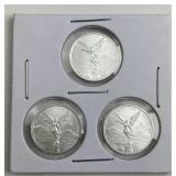 (3) 1/20oz Mexico .999 Silver Libertads, 2018