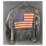 Vintage Leather American Flag Motorcycle Jacket
