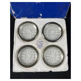 Vintage Italy Crystal & Silver Ashtray Set, Leonar