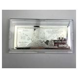 1oz Silver $100 Bill, Hawaii HI State Bar, .999