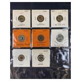 (8) Antique Transit Tokens: NY, Pittsburgh & More
