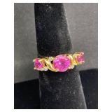 925 Silver & Pink Gemstone Ring