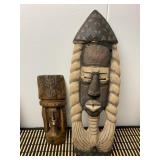 Pair of Old Tribal Masks, Wood w/ Embellishments