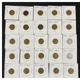 (25) Wheat Cents 1909-1930-D, All Different Dates