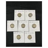 (7) Mercury Silver Dimes, U.S. 10c