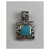 925 Silver & Turquoise Style Scrollwork Pendant