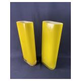 Pair of Modern Yellow Vases, Tall & Oval