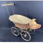 Antique Pig Stroller, Wood & Wicker