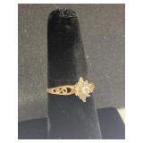 Signed CM 10K Rose Gold & CZ Ring