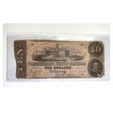 1862 Richmond $10 CSA Civil War Note