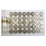 Roll of Silver Washington Quarters 1940s-50s
