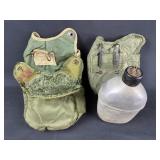 WWII Military Aluminum Canteens w/ Covers