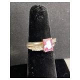 925 Silver & Pink Gemstone Ring