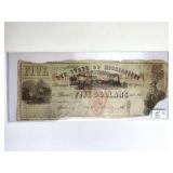 1862 State of Mississippi $5 Treasury Note