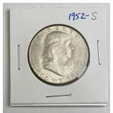 1952-S Franklin Silver Half, Nice AU w/ Luster