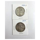 1948-D, 1950 Franklin Silver Half Dollars, U.S. 50