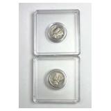 1929, 1936-D Mercury Silver Dimes in Cases