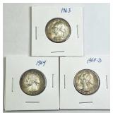 (3) Rainbow Tone Washington Silver Quarters NICE